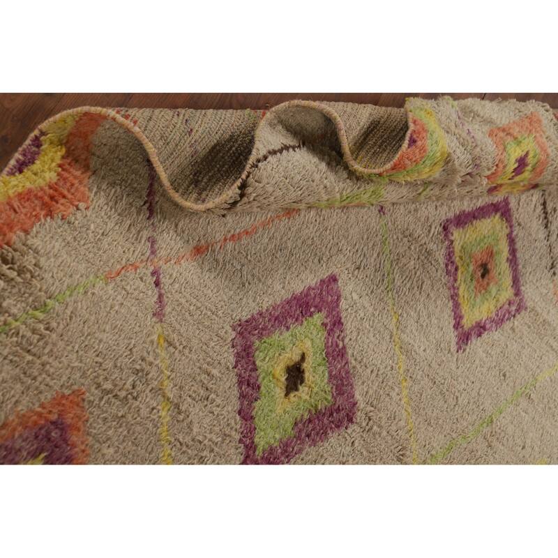 Trellis Geometric Moroccan Area Rug Handmade Wool Carpet - 5'1" x 8'4"