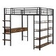 preview thumbnail 5 of 19, Twin/Full Size Metal Loft Bed with Bulit-in Desk and 2 Storage Drawers, Heavy Duty Loft Bedframe with 4-Tier Storage Shelves
