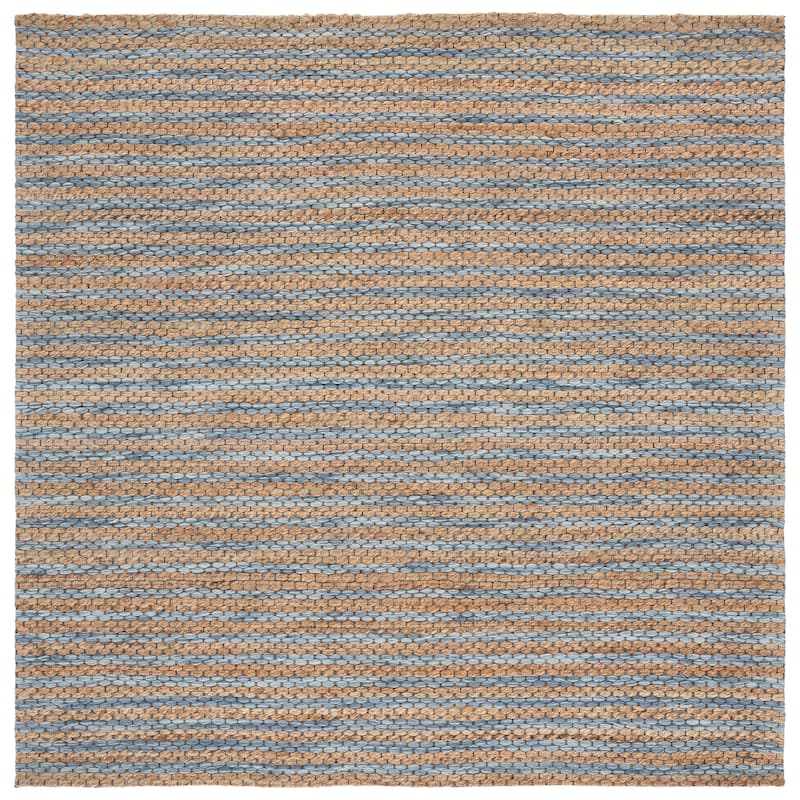 Martha Stewart by SAFAVIEH Handmade Deivi Jute Rug - 6' Square - Natural/Blue