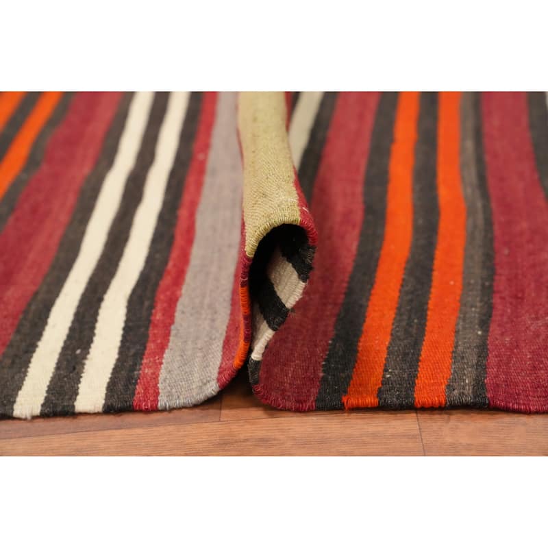 Hand Woven Oriental 100% Wool Carpet Southwestern Tribal Multi-Colored Kilim Area Rug - 11' 5'' X 5' 1''