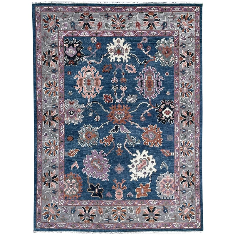 T.Blue/Gray Hand Knotted Wool Traditional Colorful Mahal Classic Rug, 8' x 10', soft elegant floor rug - L