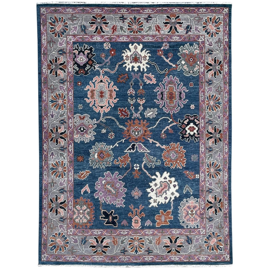 T.Blue/Gray Hand Knotted Wool Traditional Colorful Mahal Classic Rug, 8' x 10', soft elegant floor rug - L