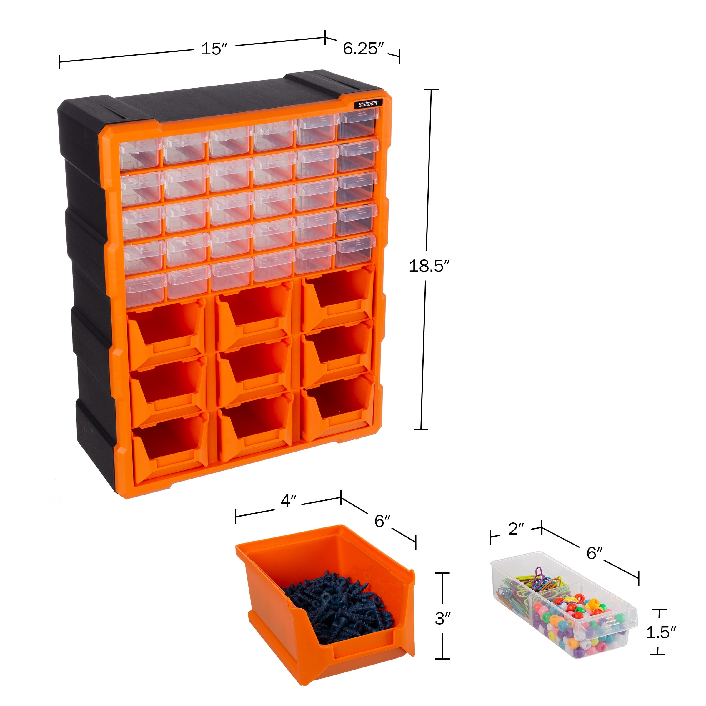 Plastic Storage Drawers - 39-Drawer Screw Organizer - Craft Cabinet for  Storing Hardware, Beads, Toys by Stalwart (Black) - On Sale - Bed Bath &  Beyond - 36877657