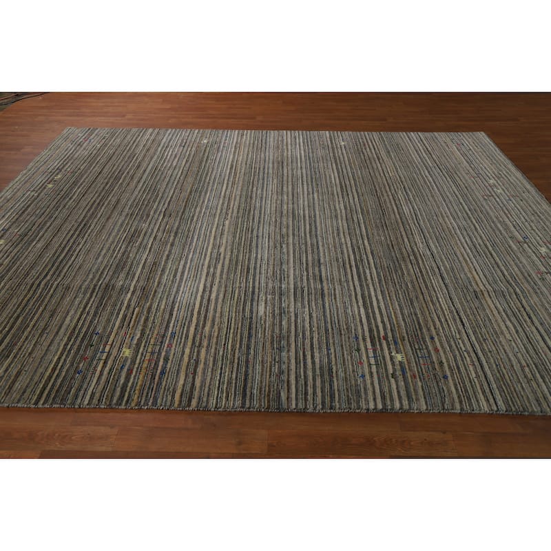 Hand Knotted Oriental 100% Wool Carpet Tribal Animal Pictorial Multi-Colored Gabbeh Area Rug - 9' 10'' X 8' 0''