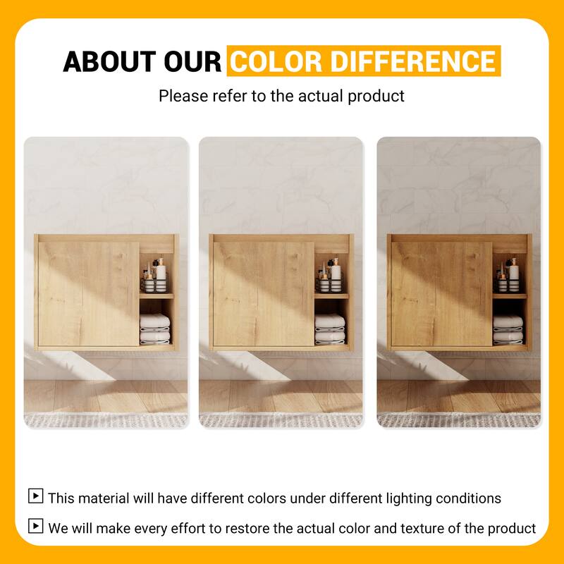 Beingnext 24"/30" Single Bathroom Vanity with Sink, Floating Bathroom Vanity with Soft Close Door and Shelf