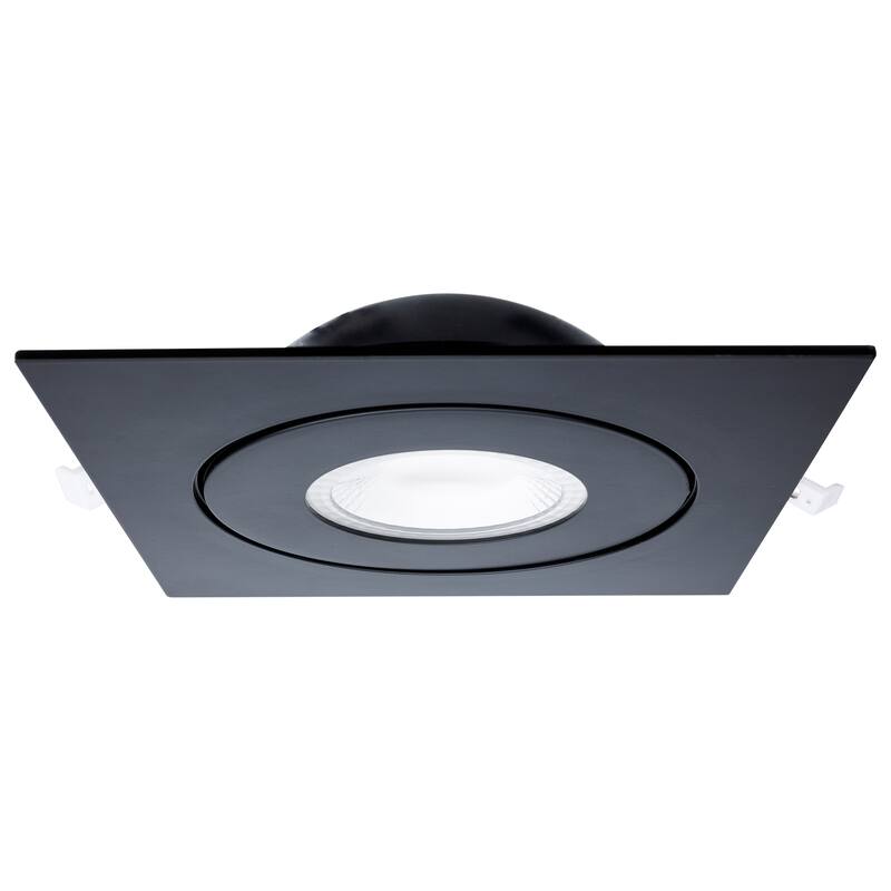 15 Watt CCT Selectable LED Direct Wire Downlight Gimbaled 6 Inch Square Remote Driver Black