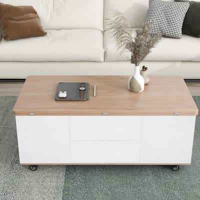 Modern Lift Top Coffee Table Multi Functional Table with 3 Drawers