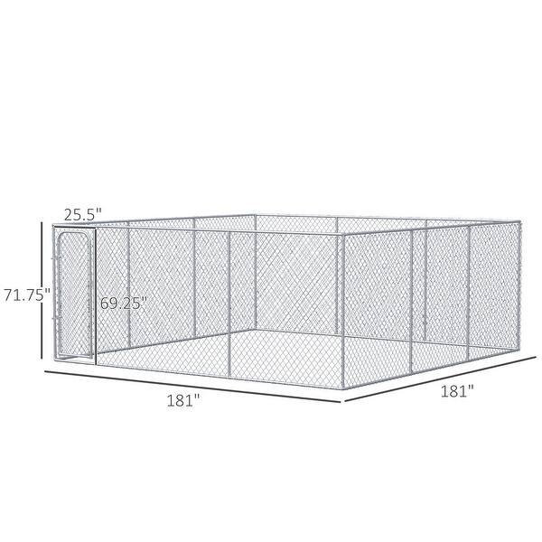 PawHut Outdoor Dog Kennel Galvanized Chain Link Fence Heavy Duty Pet ...