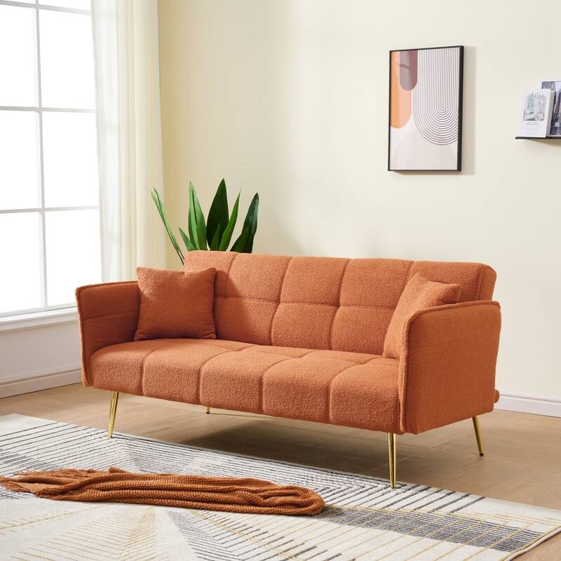79.92" Teddy Velvet Upholstered Sofa Bed with Adjustable Back and Armrests