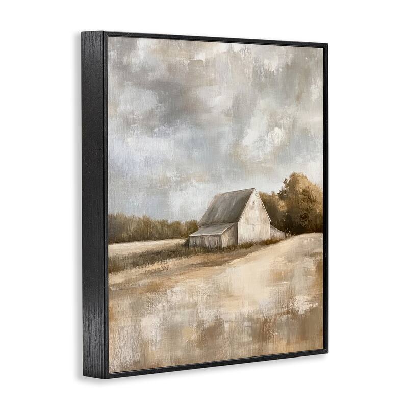 Stupell Cloudy Farm Landscape Framed Giclee Art Design By Petal Prints Design