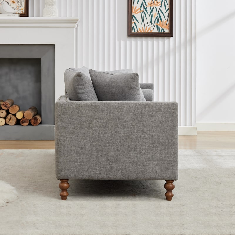 75.2" Chenille 3-Seater Sleeper Sofa with 4 Pillows & 2 Bolsters