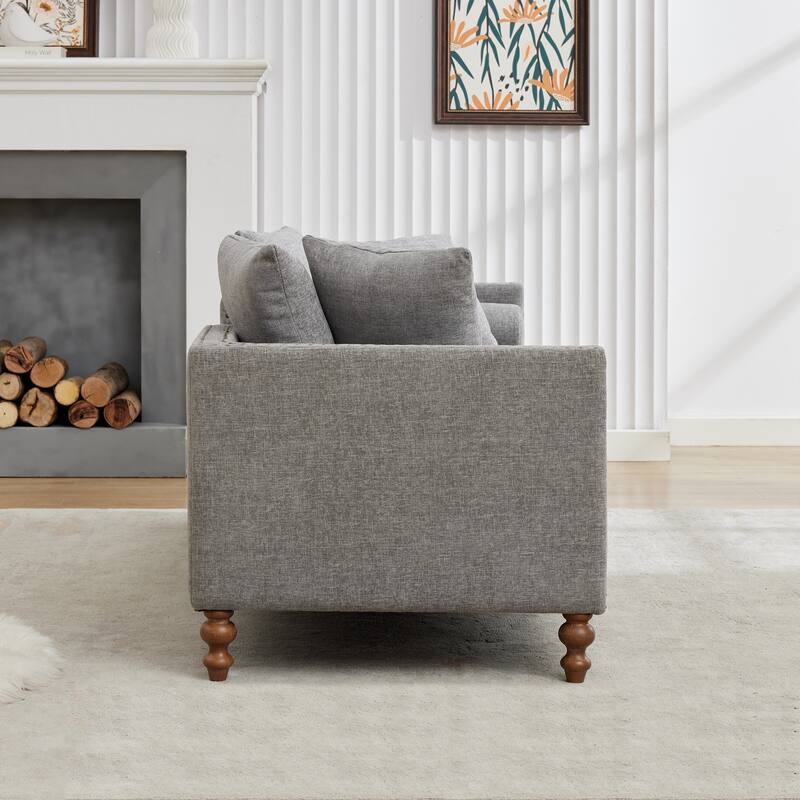 75.2"Wide Upholstered Chaise Lounge with Nailheads, Sleeper Sofa Couch With 4 Throw Pillows & 2 Bolsters, Rubberwood Legs