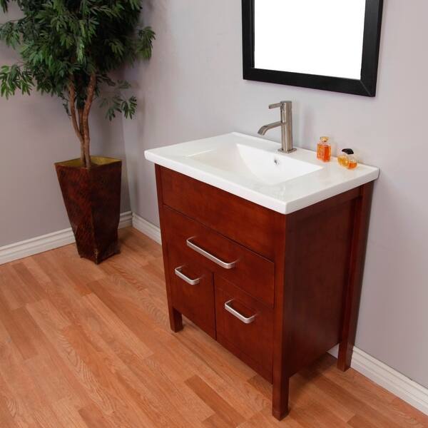 29.9 in. Single Sink Vanity-Wood-Walnut Finish - Bed Bath & Beyond ...