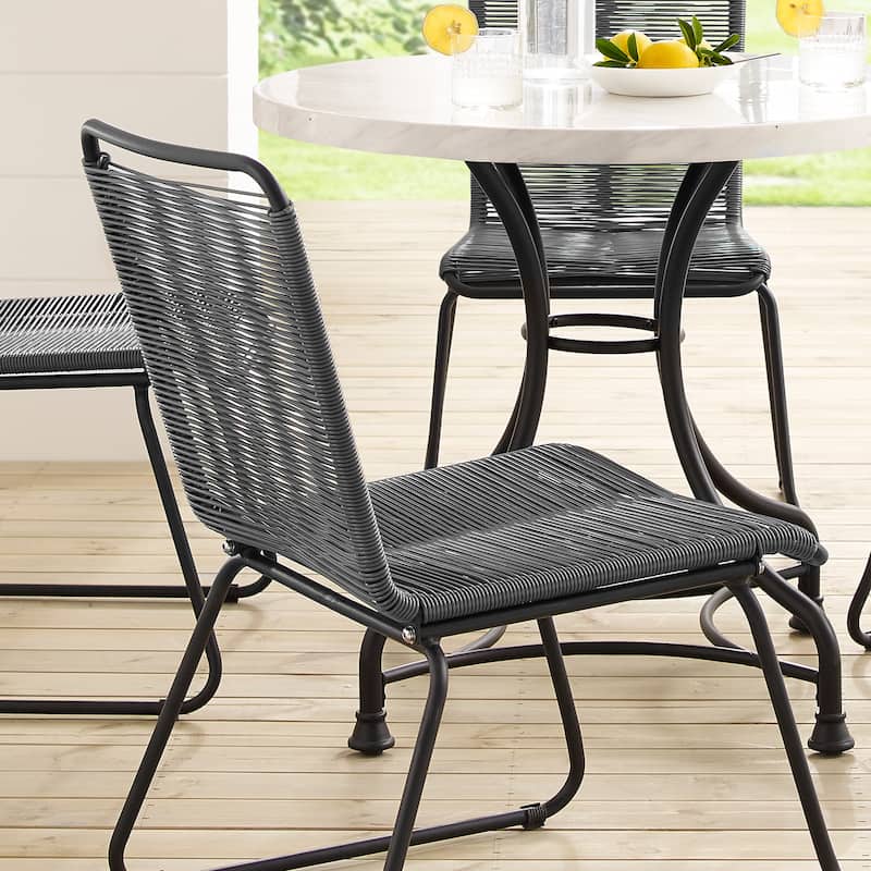 Sarcelles Woven Wicker Patio Dining Chairs by Corvus (Set of 4)