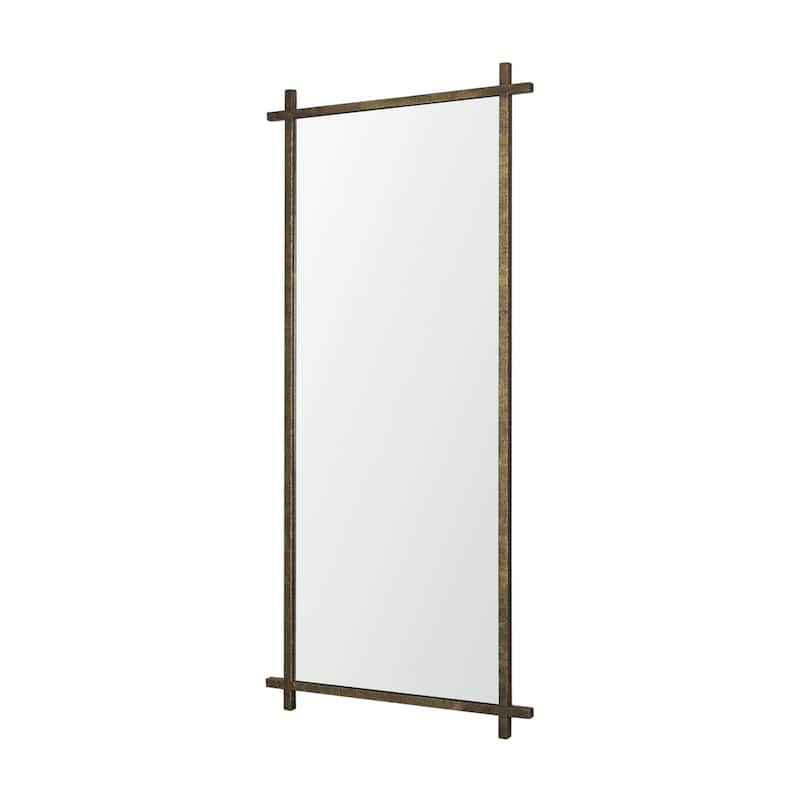 Tori Gunmetal w/ Textured Metal Cross Frame Wall Mirror -  31.5L x 1.0W x 70.5H - Gold