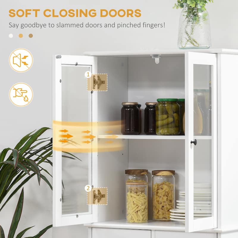 HOMCOM 61" Freestanding Kitchen Pantry,Storage Cabinet with Soft Close Doors, Adjustable Shelves and 2 Drawers