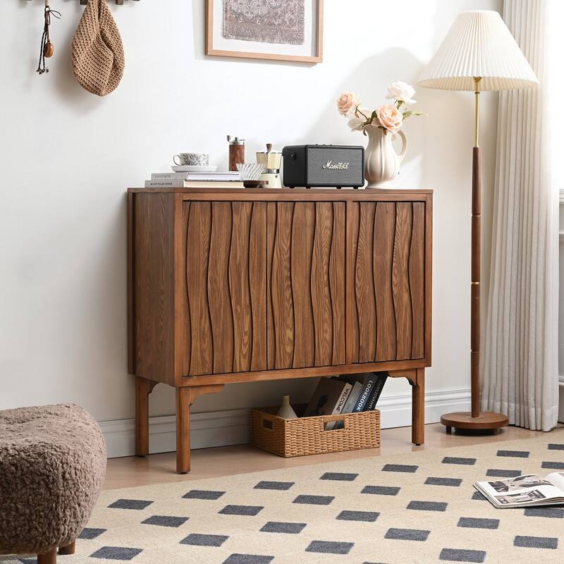 Mid-Century Modern Sideboard with Wave Doors - 39 in.