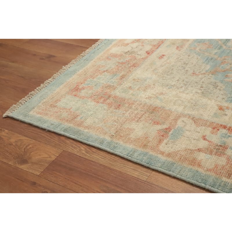 Hand Knotted Oriental 100% Wool Carpet Traditional Floral Navy Blue & Blues Ziegler Area Rug - 8' 11'' X 6' 1''