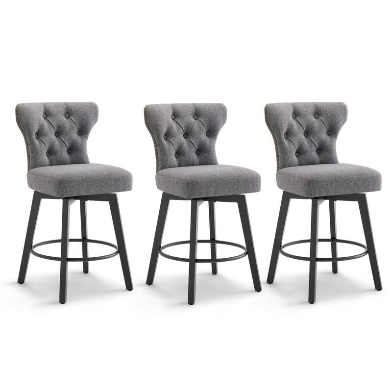 Logan Swivel Bar Stools Tufted Wingback with Nail Head