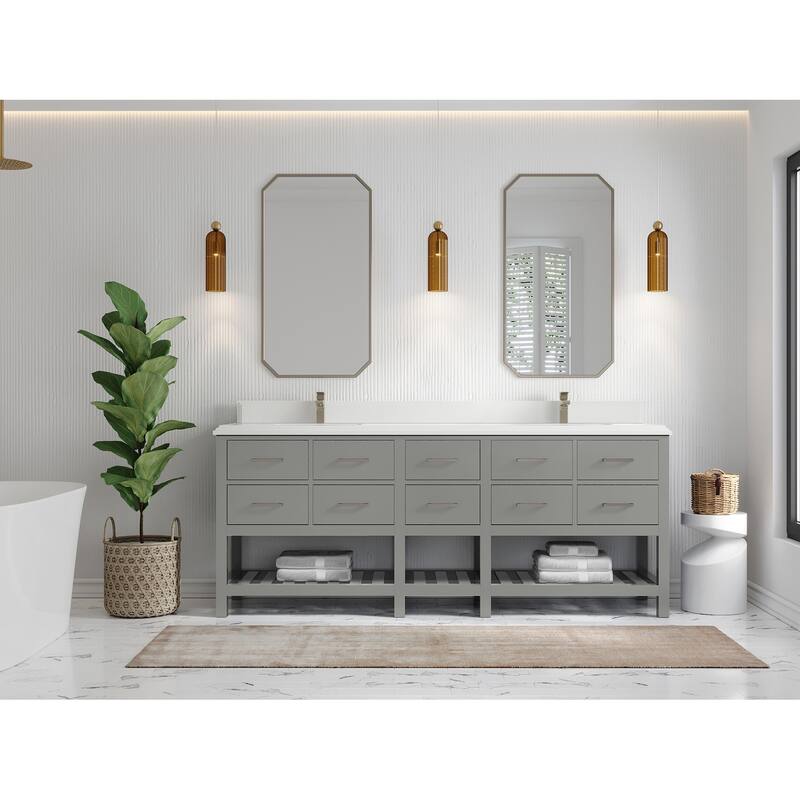 Willow Collections 84 in. W x 22 in. D Parker Double Sink Bathroom vanity with Regular Countertop