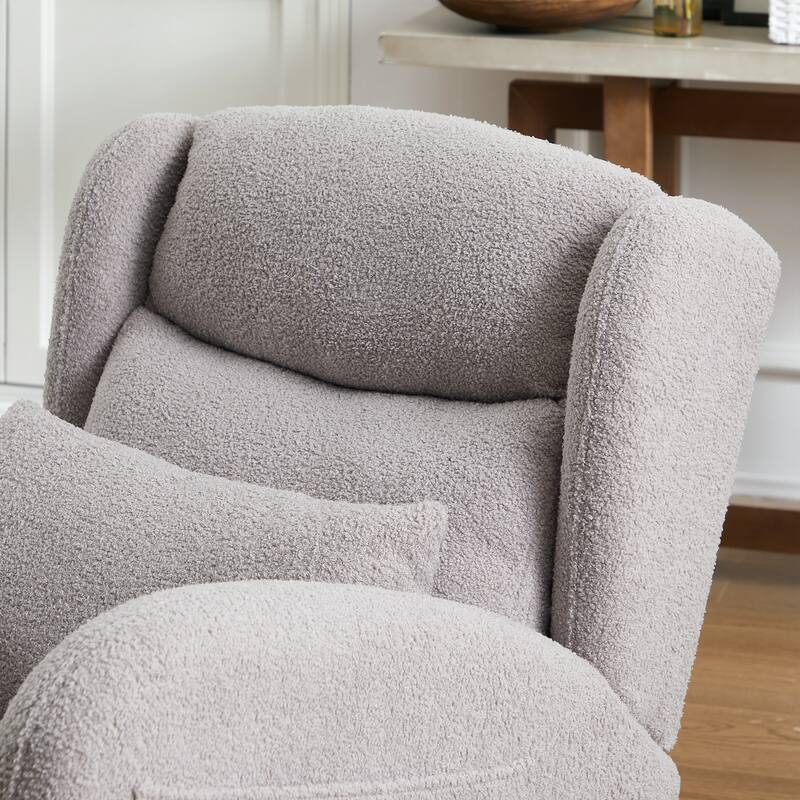 Grey Rocking Chair with Thickened Rubber Wood Base