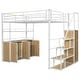 preview thumbnail 15 of 32, Full Size Metal Loft Bed with Storage Staircase and Wardrobe, Shelves and Lockers