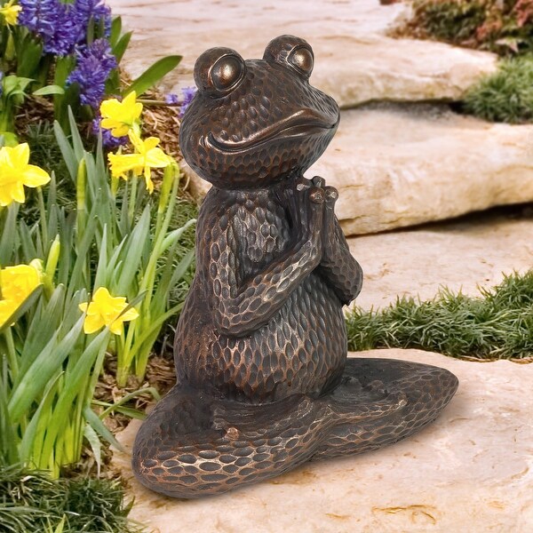 outdoor yoga frog statue