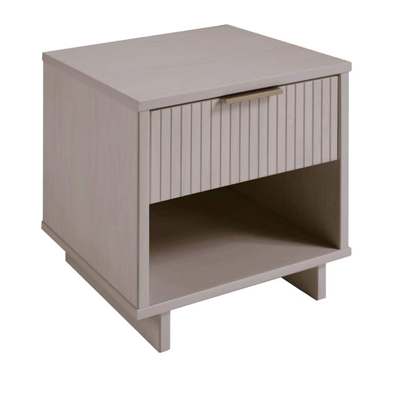 Manhattan Comfort Granville Mid Century Solid Wood 1 Drawer Nightstand Set of 2