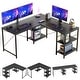 preview thumbnail 7 of 16, 95.2 Inch L Shaped Desk with Shelves Home Office Computer Desk