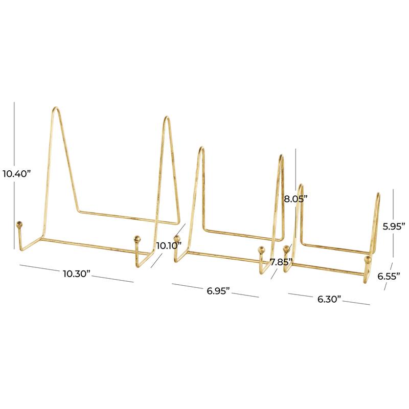 Metal Wide Triangle Display Easel - Set of 3 Gold - Roche River Decor