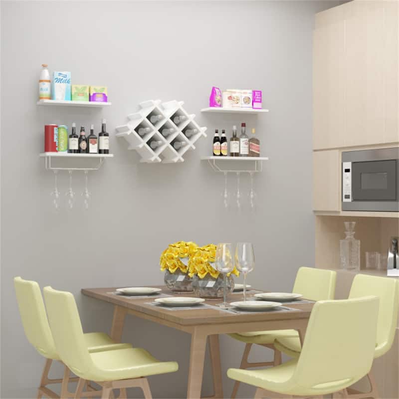 Wall Mount Wine Rack Set w/ Storage Shelves (Set of 5) Bed Bath