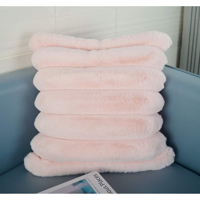 Madrid Collection Ultra Soft Ribbed Faux Fur Throw Pillow