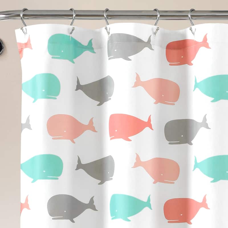 Taylor & Olive Lums Navy Whale Shower Curtain
