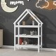 preview thumbnail 15 of 16, Twin Size Wood House Bed with Storage Shelf & Hanger, Kids Bedroom Set