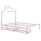 preview thumbnail 7 of 7, Full Size Metal Platform Bed,House-Shaped Headboard Design,two drawers,Pink