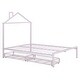 preview thumbnail 24 of 49, Full Size Metal Platform Bed with Two Drawers and House-Shaped Headboard