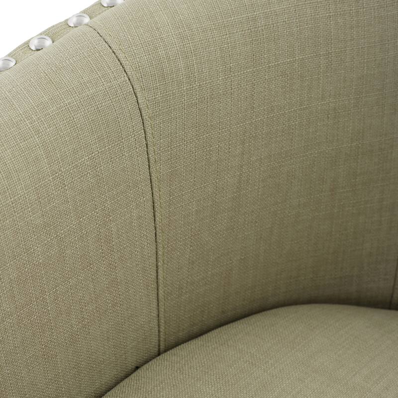 Modern Nailhead Upholstered Linen Swivel Accent Chair