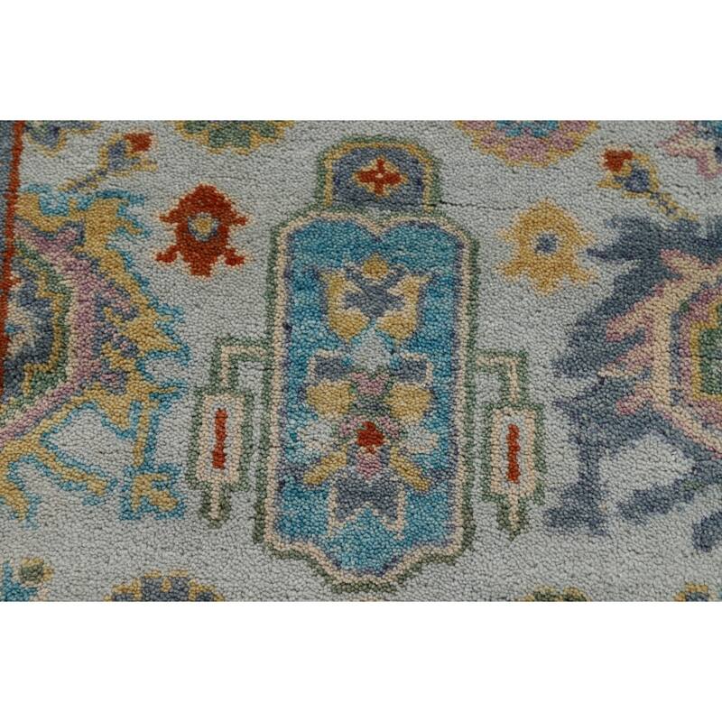 Transitional Blue Oushak Style Foyer Rug Handmade Wool Carpet - 2'7"x 5'10"