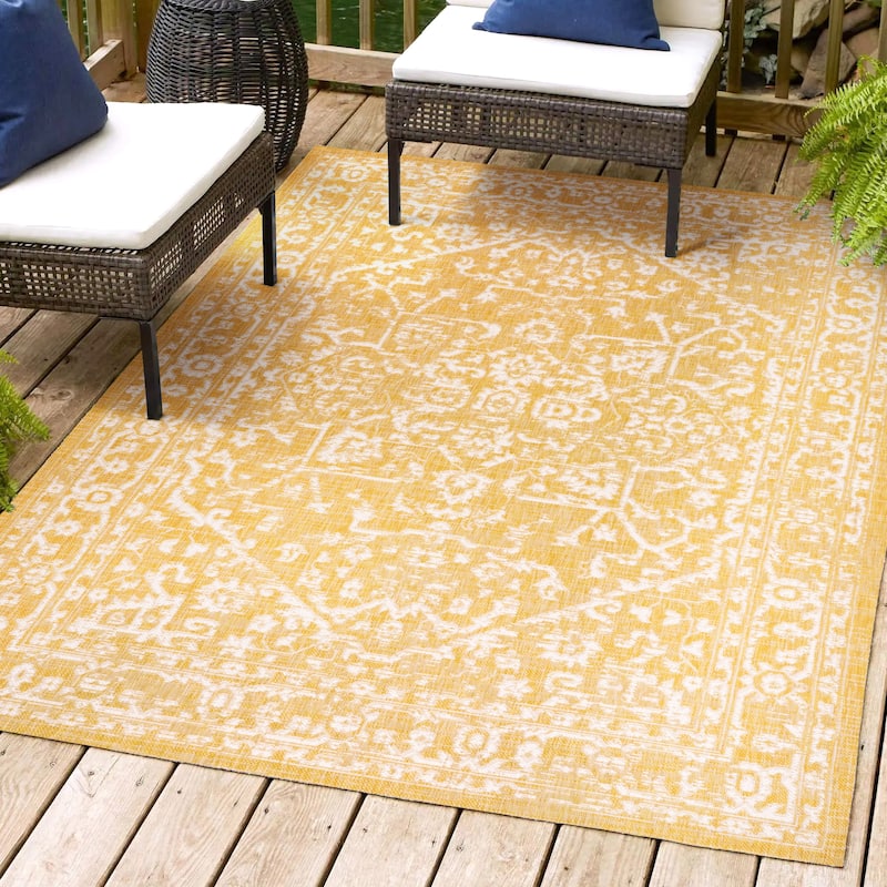 JONATHAN Y Medallion Textured Weave Indoor/Outdoor Area Rug