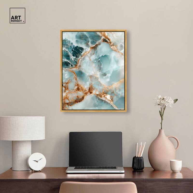 Teal Marble Majesty Canvas by Art Remedy