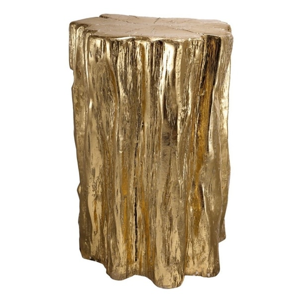 20" Gold and Brown Contemporary Style Tree Trunk Stool - N/A