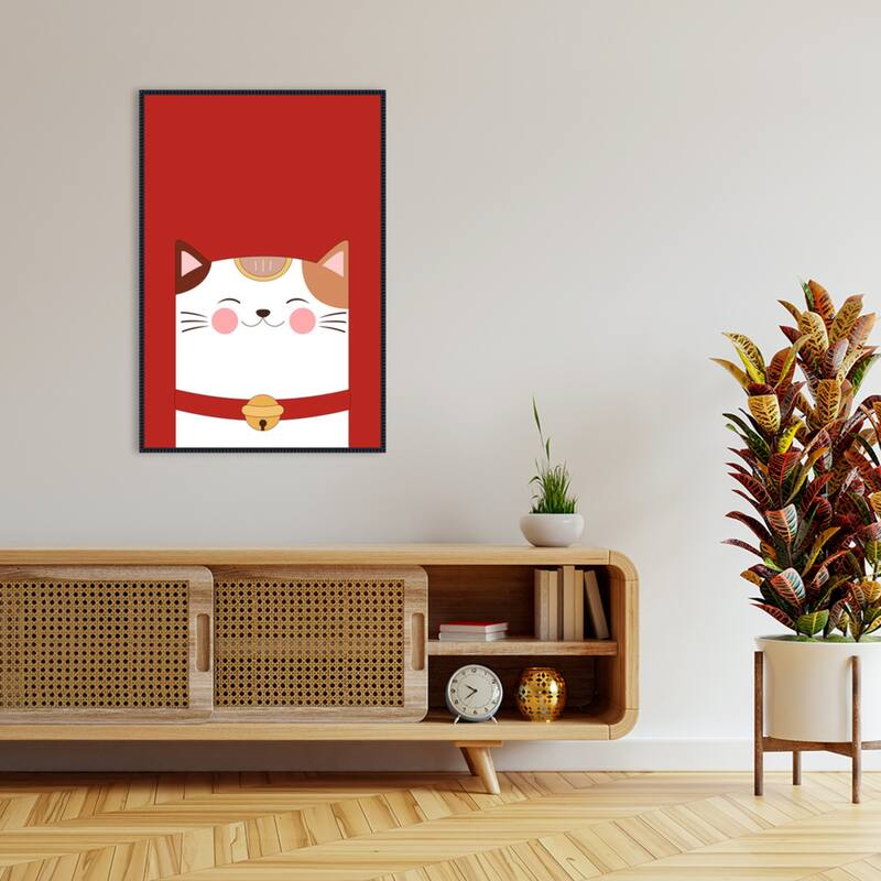 Good Luck Charm Cat by Xuan Thai Framed Canvas Wall Art Print