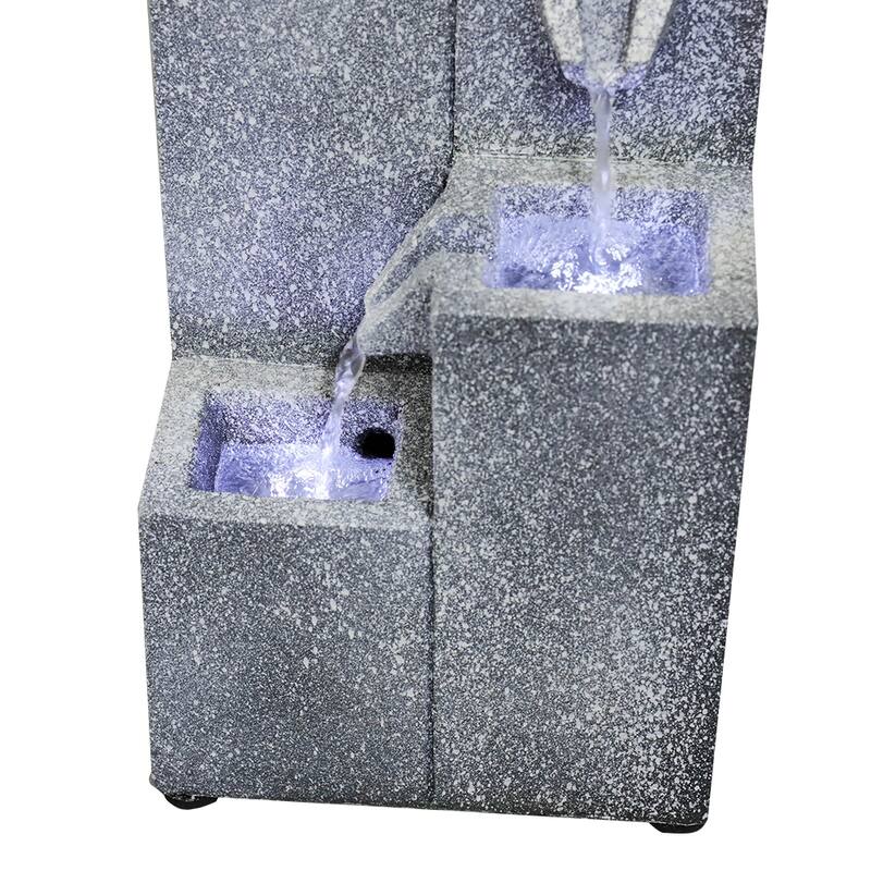 15.7in H Tabletop Water Fountain w/LED Light for Home and Office Decor