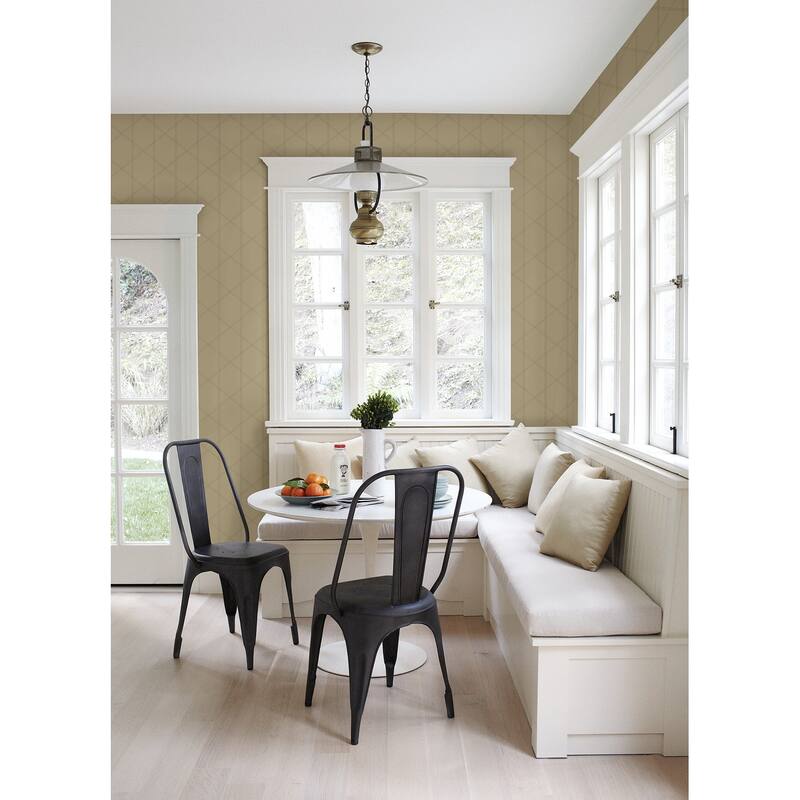 A-Street Prints Walcott Taupe Stitched Trellis Wallpaper