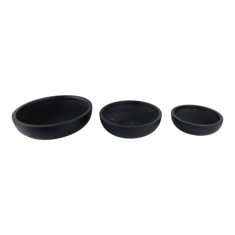 Resin Bowl Planters Round Decorative Plant Containers (Set of 3) - 21" x 21" x 6"
