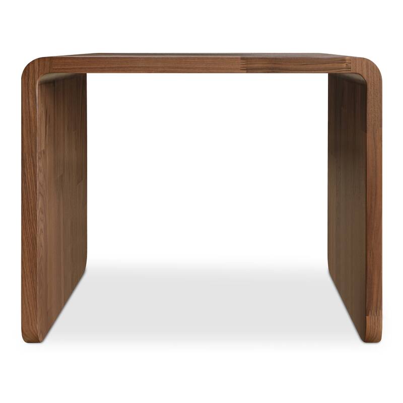 NADAAL STUDIOS Marenith Side Table, C-Side Solid Walnut Curved Edge Reversible Use, Walnut Brown
