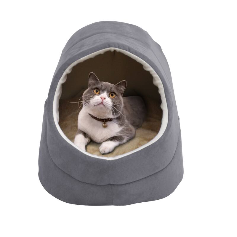 GOOPAWS Cave Covered Cat & Small Dog Bed