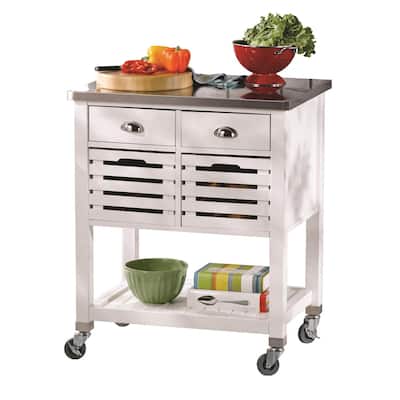 Kitchen Cart Rolling Utility Cart with Drawers - Antique Style Kitchen Island Storage Cart