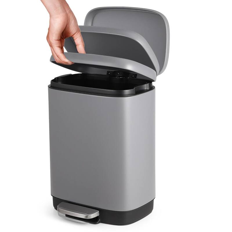 12L Kitchen Trash Can with Lid with Automatic Soft Close - Grey