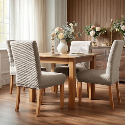 Deconovo Stretch Jacquard Dining Chair Covers Set of 2 - 18x18x24 Inch